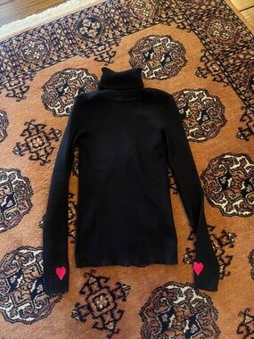 Shein Black Turtleneck Sweater with Heart Accents